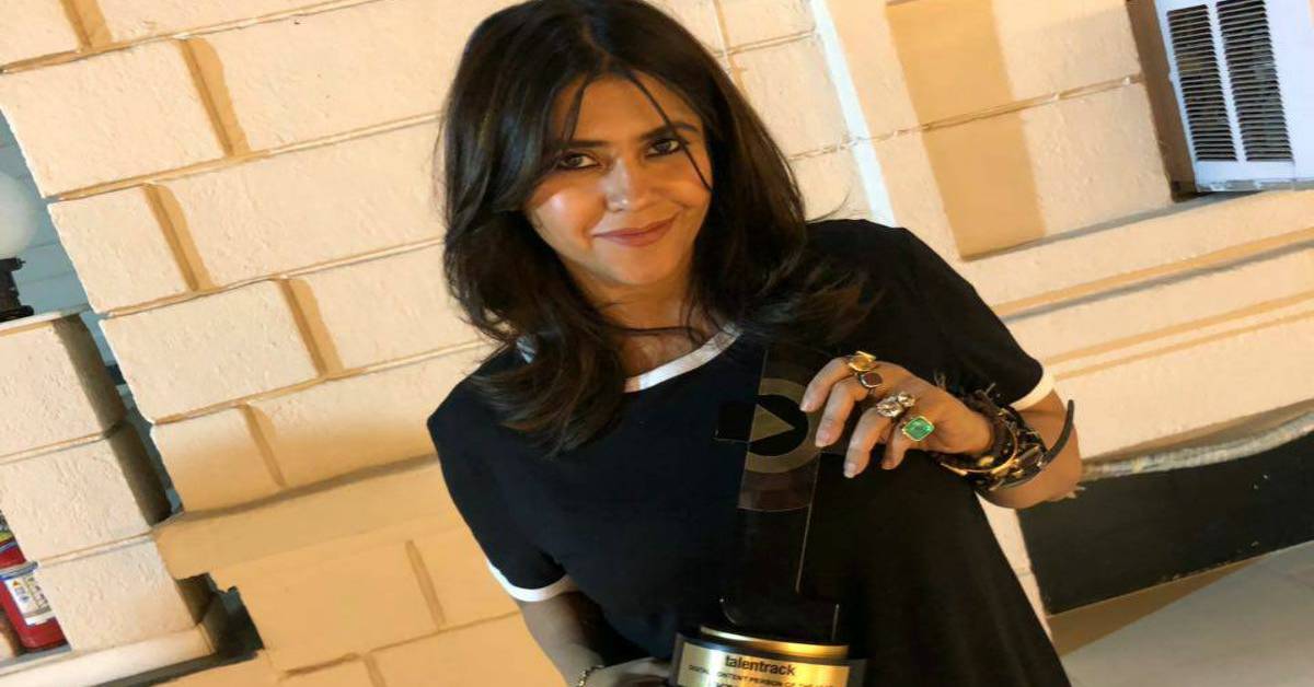Ekta Kapoor Felicitated With The Digital Content Person Of The Year At Talentrack Awards 2018!