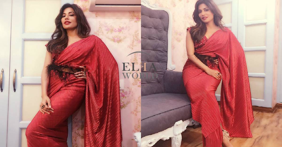 Chitrangda Singh Redefines A Saree With A Slit And Furry Belt!
