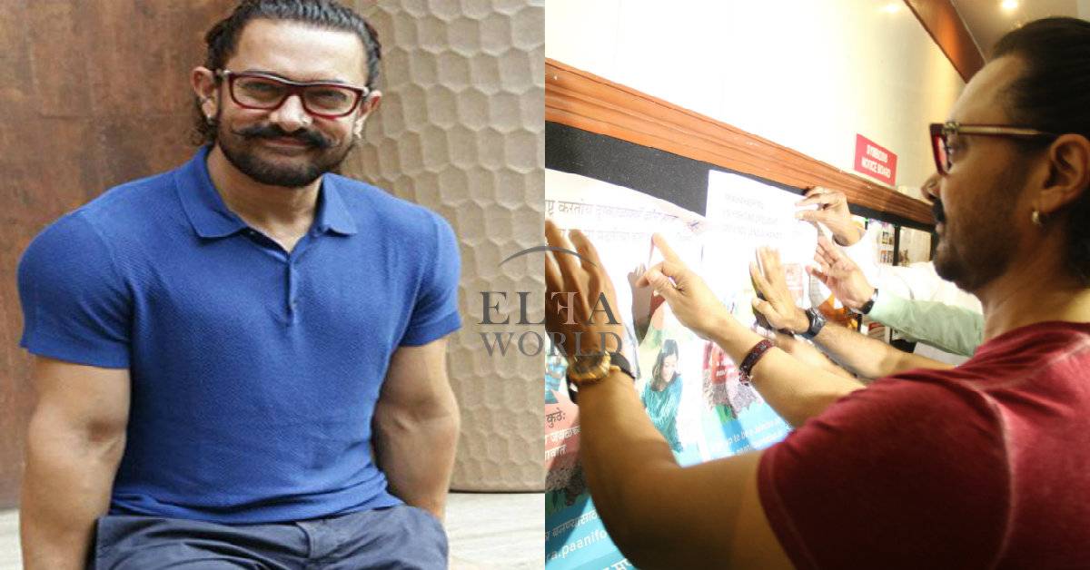 Aamir Khan Visits College To Pin Up Call To Action Poster Of Paani Foundation!
