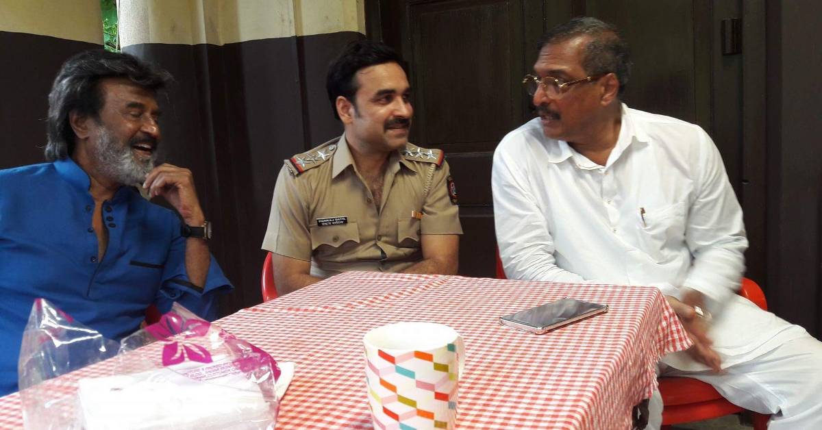 Rajnikanth, Pankaj Tripathi And Nana Patekar, Captured Having A Conversation On The Sets Of Kaala! 
