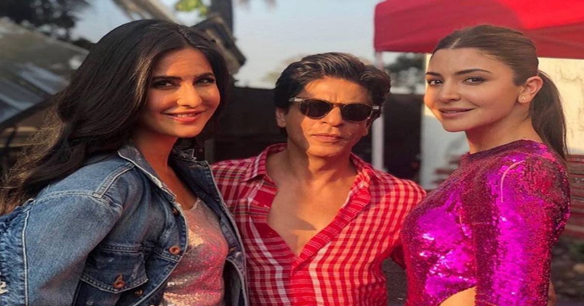 Happy Birthday Shah Rukh Khan And Zero Trailer Launch: Birthday Boy SRK Strikes A Pose With His Beautiful Leading Ladies Of Zero, Anushka Sharma And Katrina Kaif!