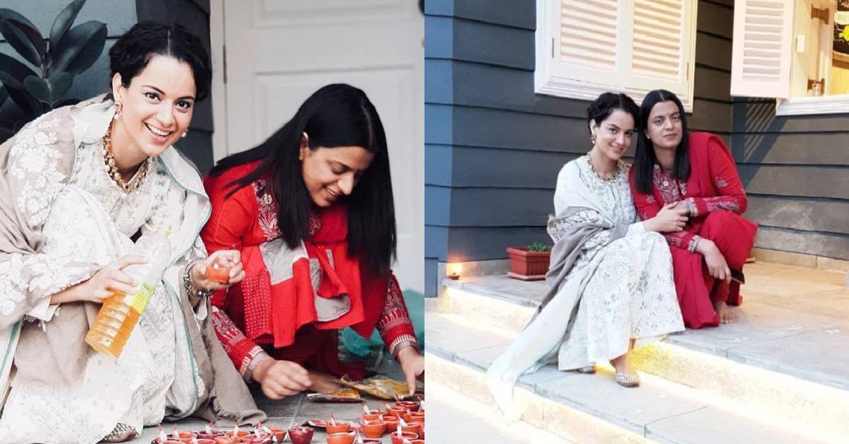 Kangana Ranaut And Her Sister Rangoli Chandel Kickstart Diwali By Lighting Up Some Beautiful Diyas At Their Home!

