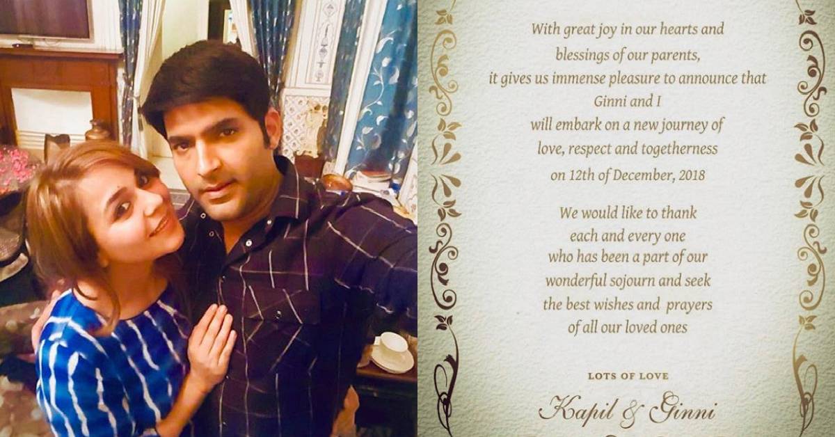 Kapil Sharma Unveils His Much Awaited Wedding Invite With Ginni Chatrath And We Are Super Excited!

