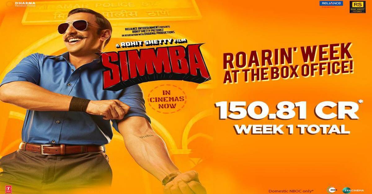 Ranveer Singh Starrer Simmba Collects Rs. 150.81 Crore In The First Week And The Film Is Still Going Strong!
