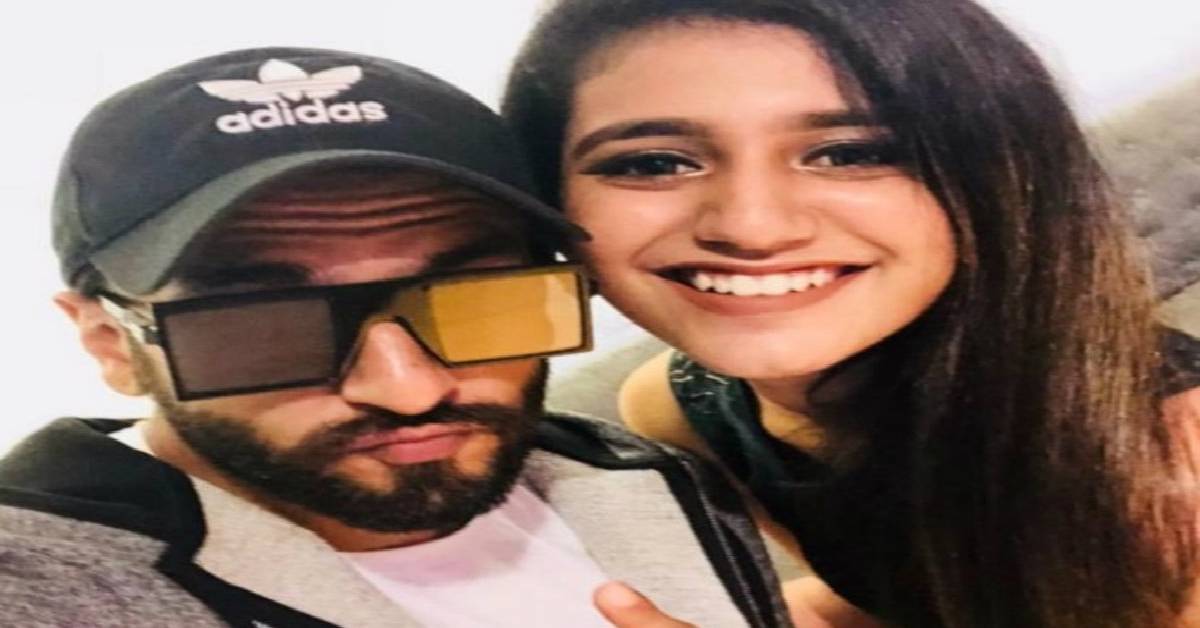 Internet Sensation Priya Prakash Varrier Is A Delighted Fan Girl As She Poses For A Selfie With Ranveer Singh! 
