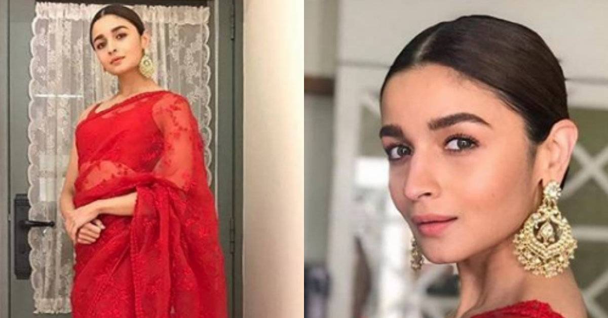 Alia Bhatt Is Royalty Personified As She Makes A Stunning Appearance In An Event In A Red Sabyasachi Saree! 
