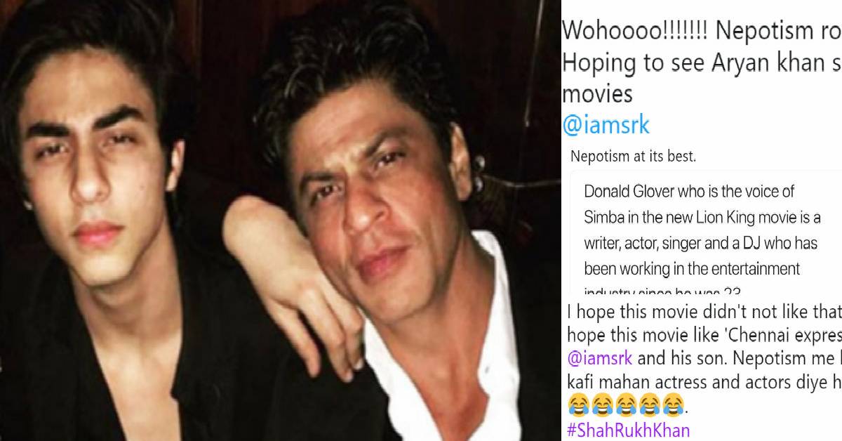 Shah Rukh Khan Trolled For Preaching Nepotism By netizens As He Dubs With Son Aryan Khan For The Lion King!
