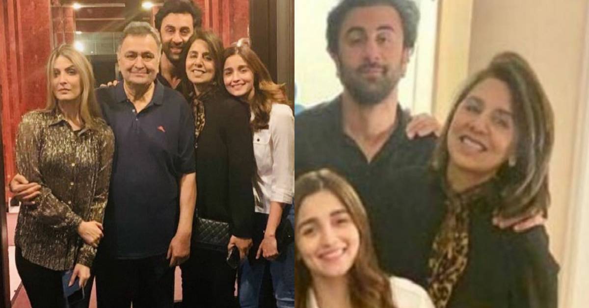 Ranbir Kapoor And Alia Bhatt Are All Smiles As They Pose With Rishi, Neetu And Riddhima Kapoor For A Lovely Family Picture! 
