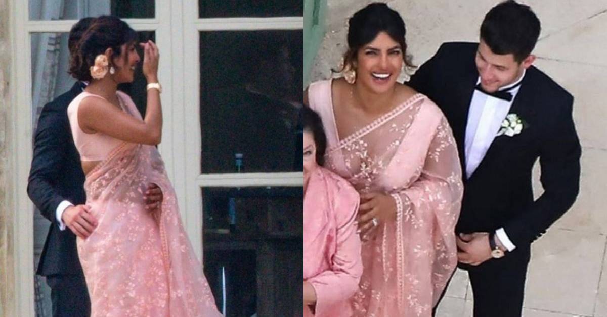 Priyanka Chopra Dazzles In A Pink Saree As She Attends The Wedding Of Joe Jonas And Sophie Turner With Hubby Nick Jonas!
