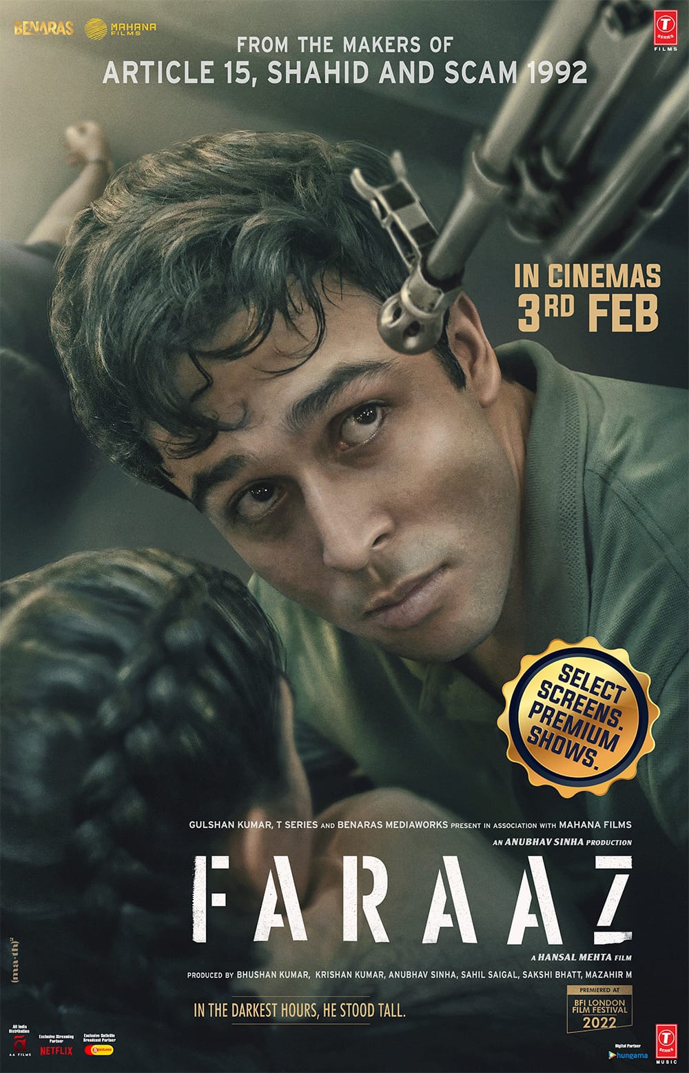 Known for their unconventional stories, Anubhav Sinha and Hansal Mehta's Faraaz gets a unique release strategy. The film will be showcased in select premium 100 screens in India.
